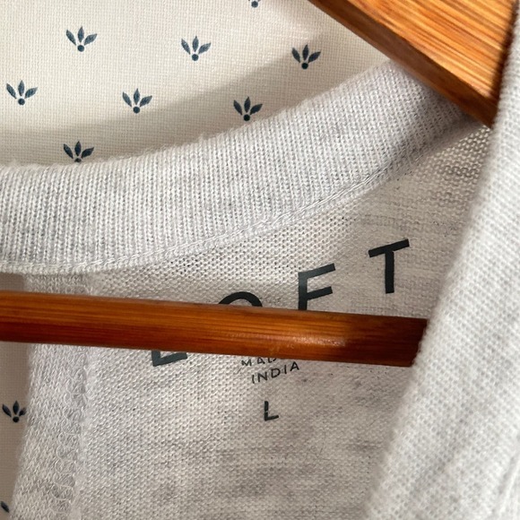 Ann Taylor LOFT Soft Knit Cross Back Sweater L Gray Lounge Cozy - Picture 5 of 5